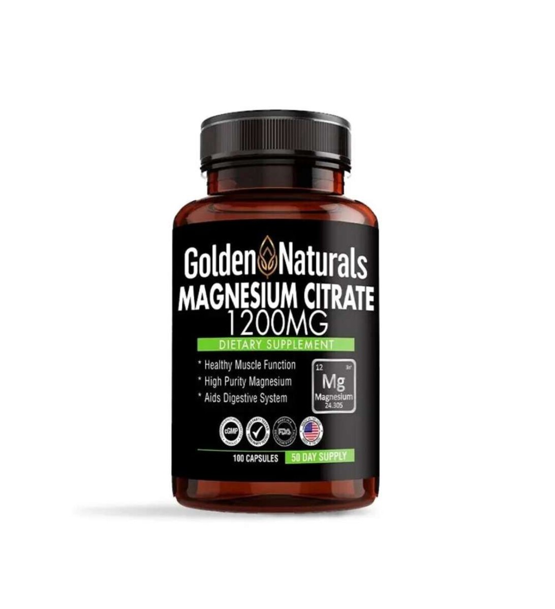 Citrato de Magnesio 1200 mg Golden Naturals - 100 Cápsulas 