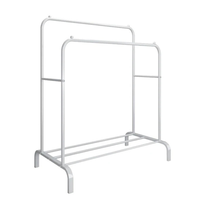 Perchero Para Ropa de Metal Doble Práctico y Resistente Blanco