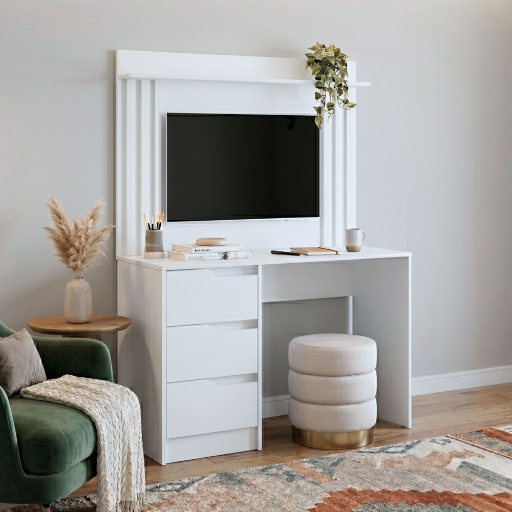 Escritorio 3 Cajones con panel para TV - Infinite Escritorio 3 Cajones con panel para TV - Infinite