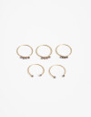 Sets Anillos Perla Set De Anillos Metal Y Perlas - Dorado