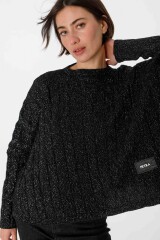 Sweater Oceano Crop Negro Lurex