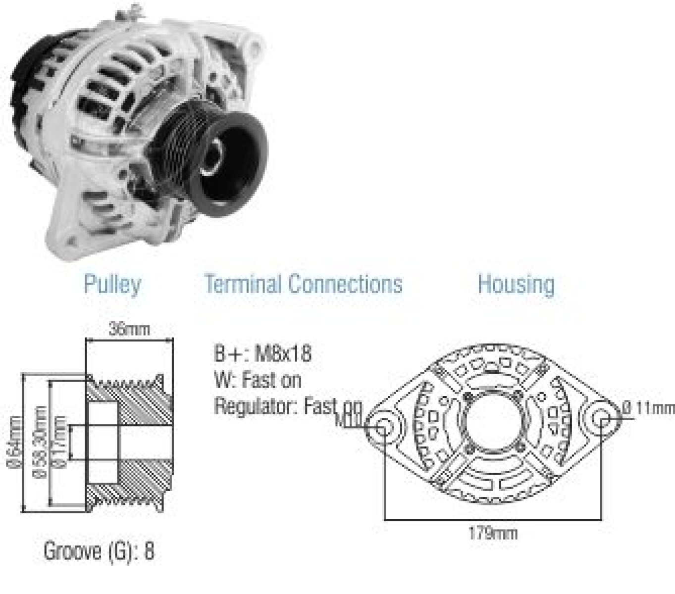 ALTERNADOR VOLKSWAGEN VW 13180-15190-17210 DELIVERY EX.12V90A=ALT.325107 ZM 