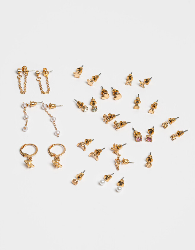 Aros Sets Strass Set De Aros - Dorado