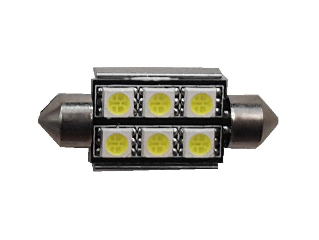Lámpara halógena T10x39 12V 4 LED blanca