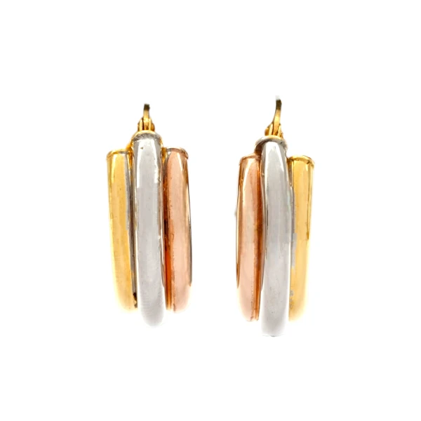 Caravanas aros de oro 3 lineas- Oro bajo - Sin piedra- CA8033 sinpiedra