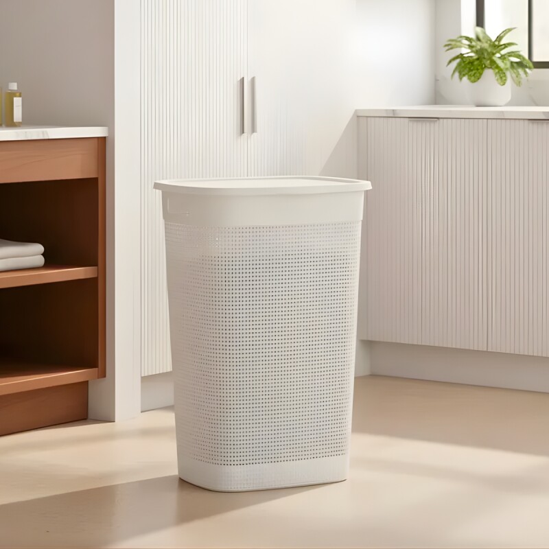 Canasto Organizador Para Ropa Simil Ratán 40 Lts BLANCO