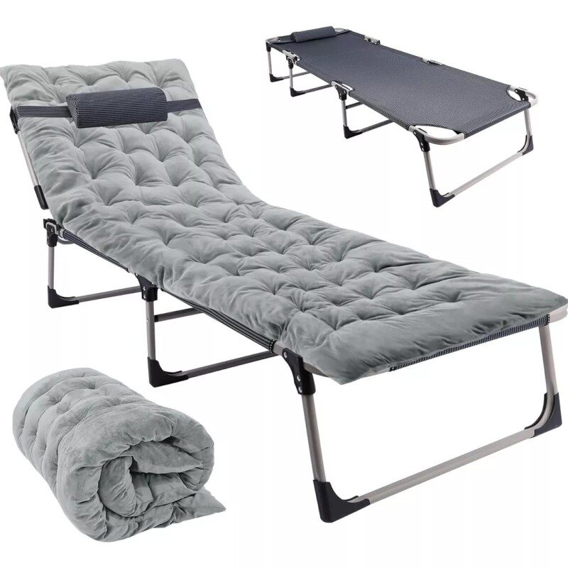 Catre Plegable con colchón GRIS