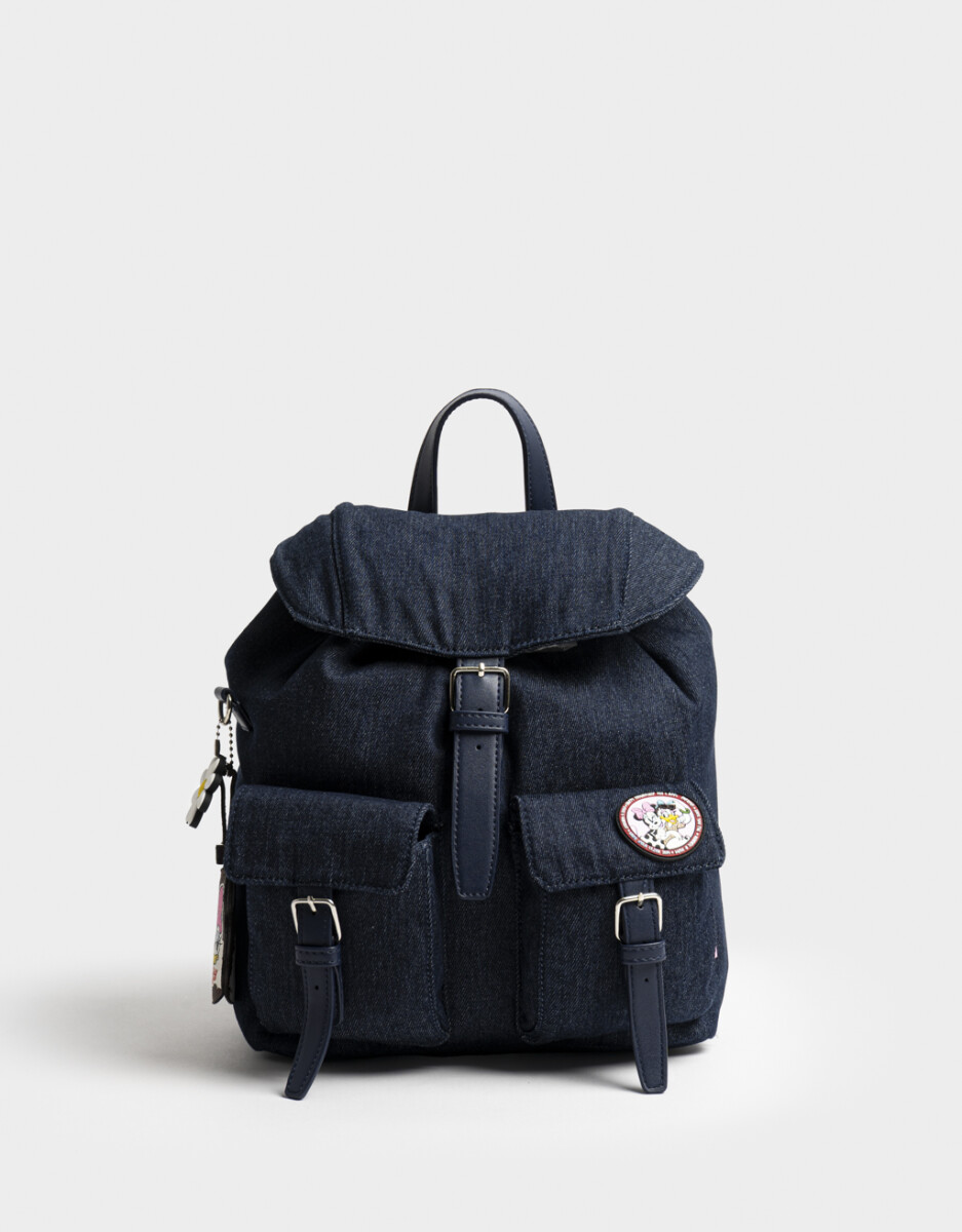 Mochila De Cuerina Daisy Denim Con Llavero 