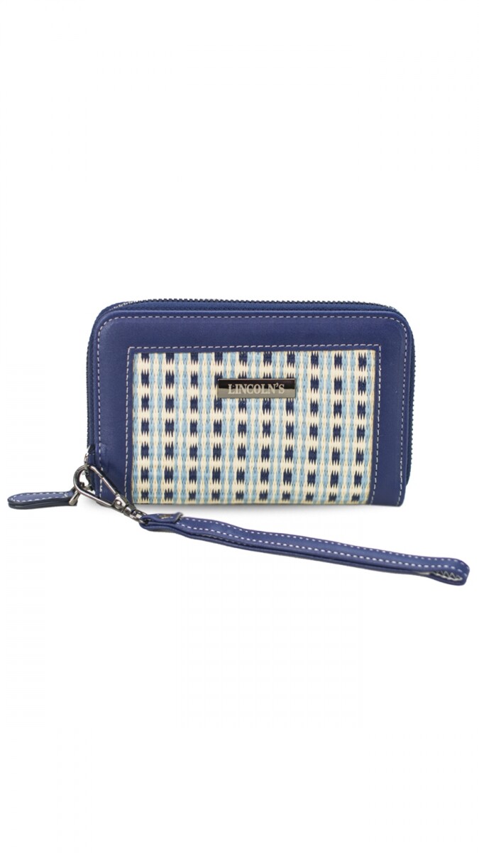 BILLETERA LORENZA - TELAR RAYADO CIELO C/AZUL 