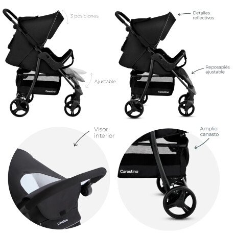 Cochecito Plegable Ajustable Carestino City V2 + Accesorios New Esmeralda