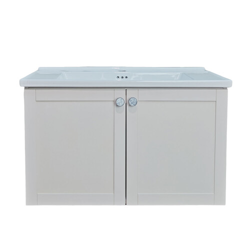 MOBILIARIO BAÑO MUEBLE CON BACHA DE LOZA MDF COLOR BEIGE GAMAS DE BEIGE