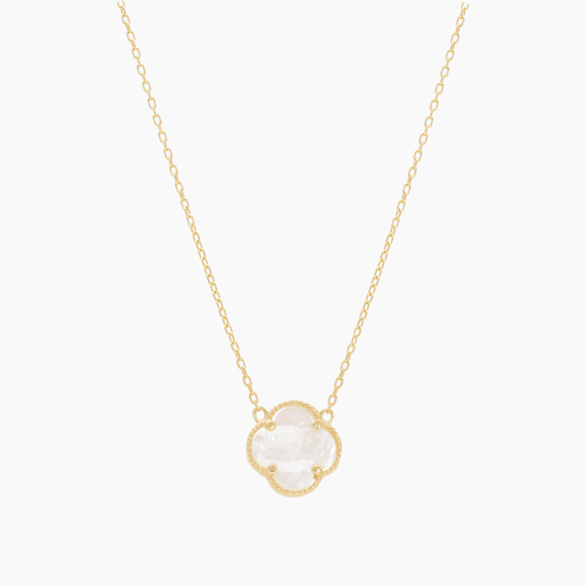 Cadena En Oro 18k Estilo Van Cleef Con Colgante De Nácar 