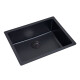 Pileta Cuarzo Rectangular Simple Negro Mate 60X48X20 Cm Incluye Valvula
