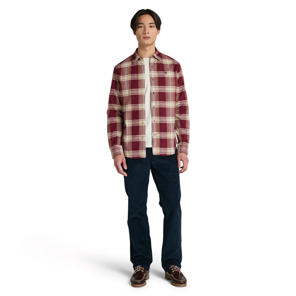 Camisa Herringbone Flannel Check Hombre Burgundy YD