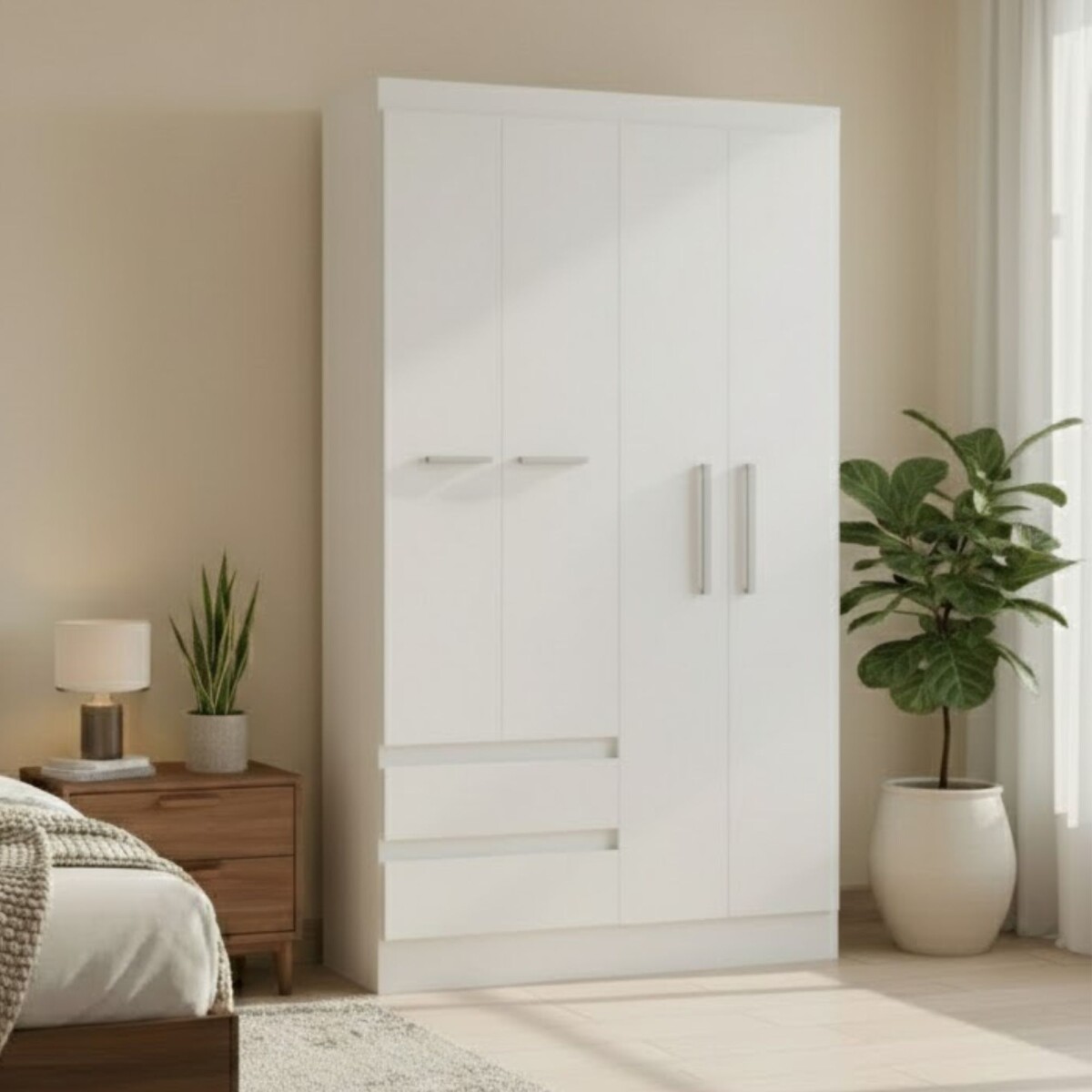 Ropero 4 puertas - Blanco 