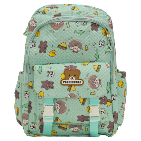 Set Mochila Escolar Infantil p/ Laptop y Bolsillos + Paragua Verde