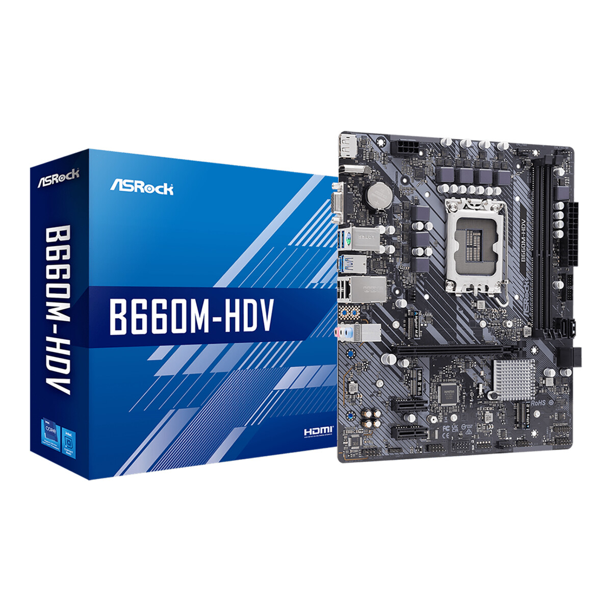 Asrock - Tarjeta Madre B660M-HDV - Socket LGA1700. DDR4 5066+ (Oc). D-sub, Hdmi, Display. 4 X SATA3, 