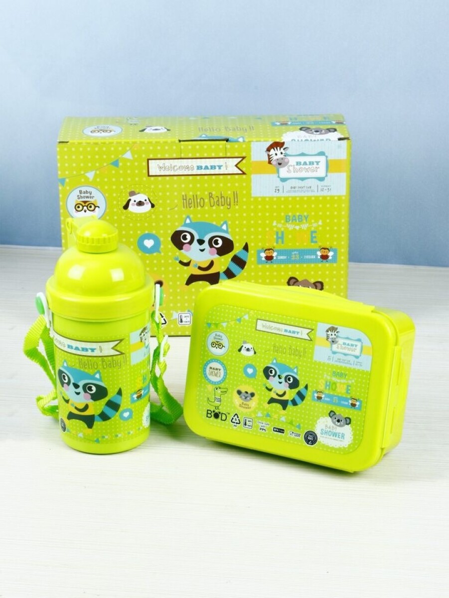 Set lunchera, vaso y cubiertos - verde 