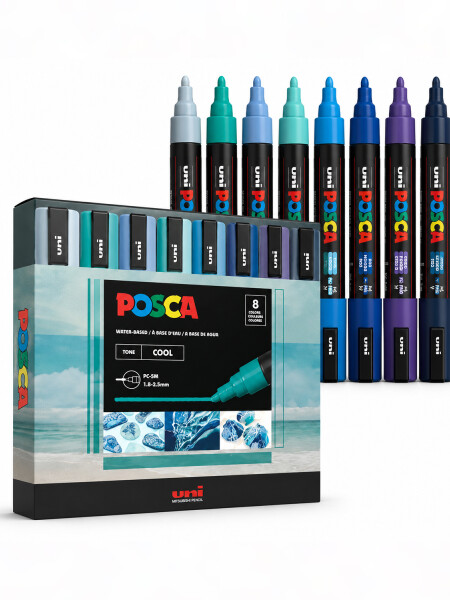 MARCADOR UNI POSCA 2.5 MM X8 COLORES FRIOS N/A