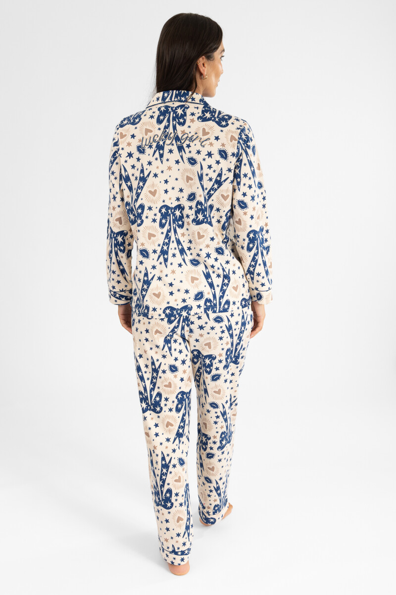 Pijama flannel fleece lucky girl Azul