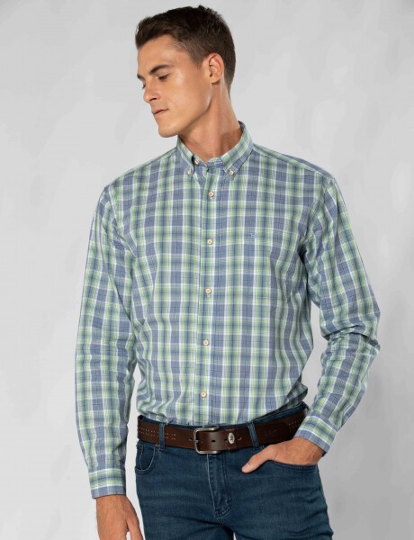 CAMISA CUADROS Celeste