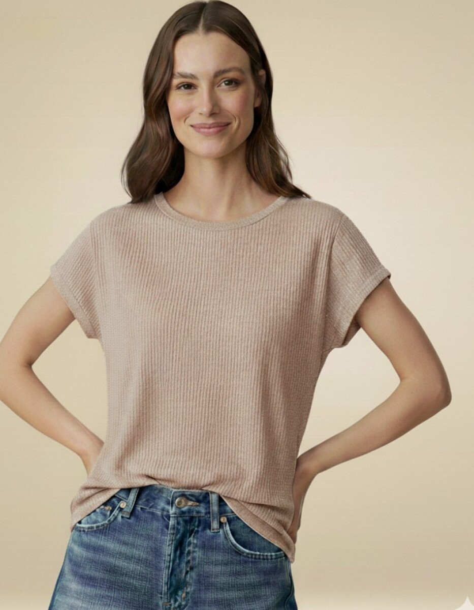 Remera de Lurex. - Beige 