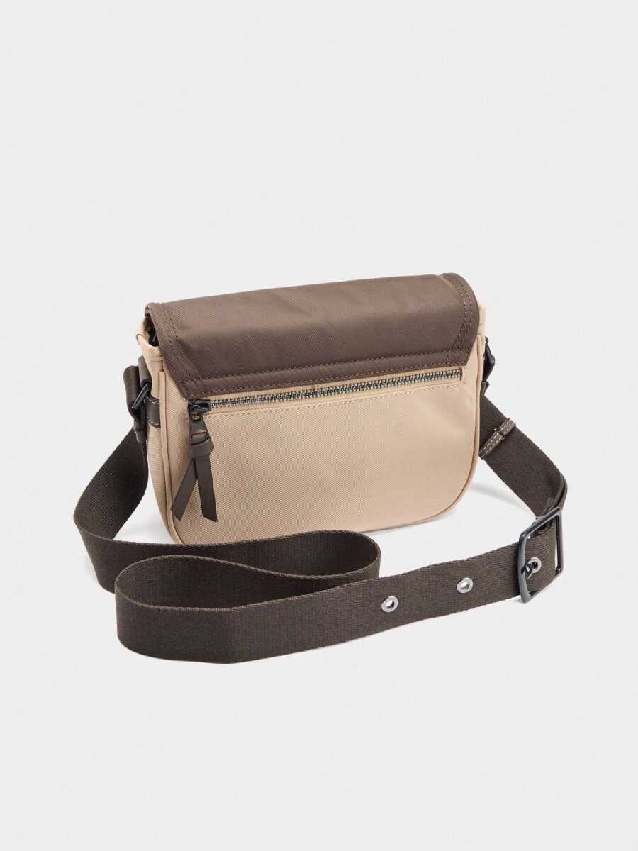 Bolso Bandolera Color Block De Nylon burdeos