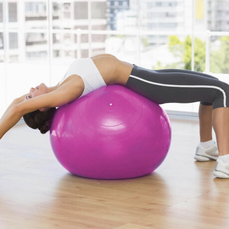 Pelota De Pilates 75cm Fitness Yoga Gym + Inflador Rosado