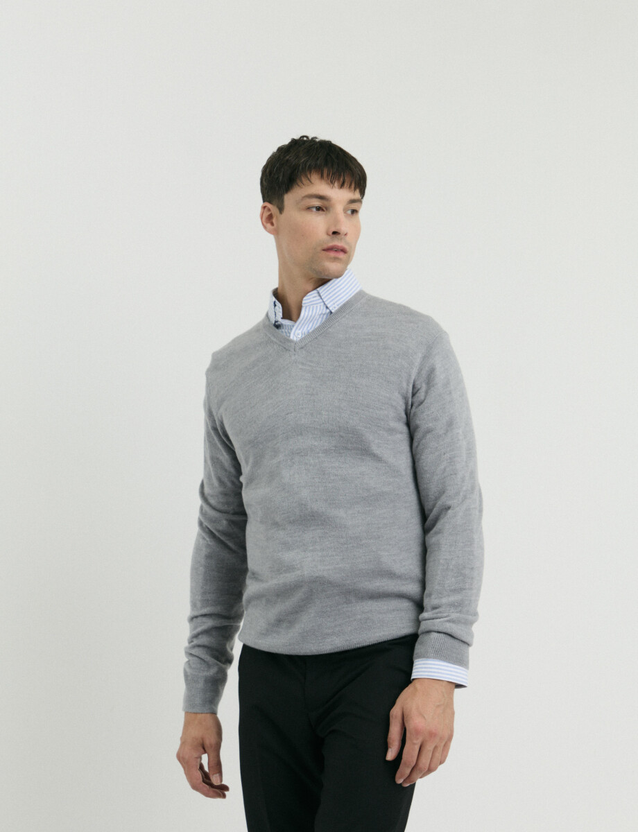 470313 SWEATER V HARRINGTON URBAN Gris Medio Melange