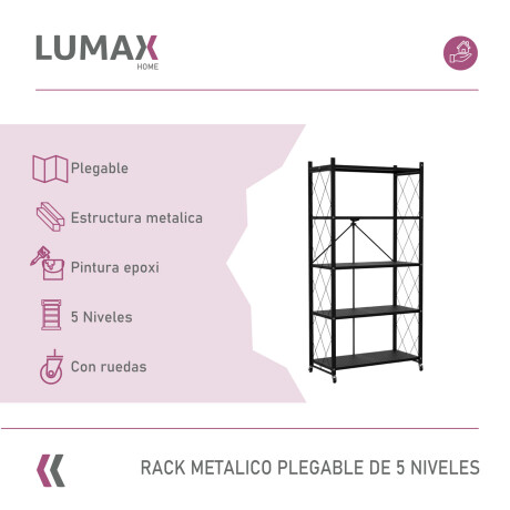 Estante Rack Plegable Lumax Metalico 5 Repisas Estante Rack Plegable Lumax Metalico 5 Repisas