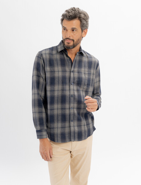 Camisa franela cuadros gris
