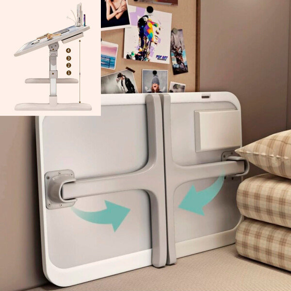 Mesa Plegable Multiuso Con Luz Led / Cajón / Carga Qi / Usb MESA PLEGABLE MULTIUSO VAR1544