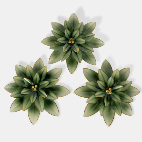 SET FLOR METAL VERDE 3PZAS Unica