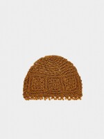 Gorro Macramé Con Cuentas camel
