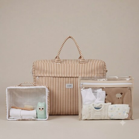 Set Valija para el Parto Stripes Camel