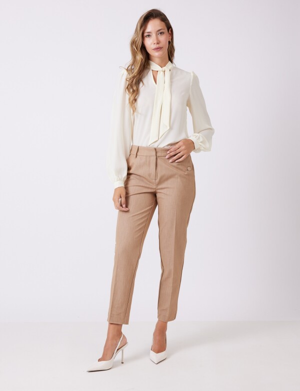 Pantalon Cigarette Denim Stretch BEIGE