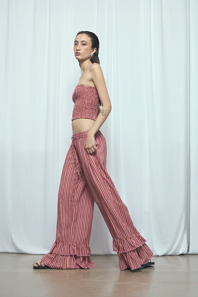 Pantalón rayado volado PREVENTA rosa