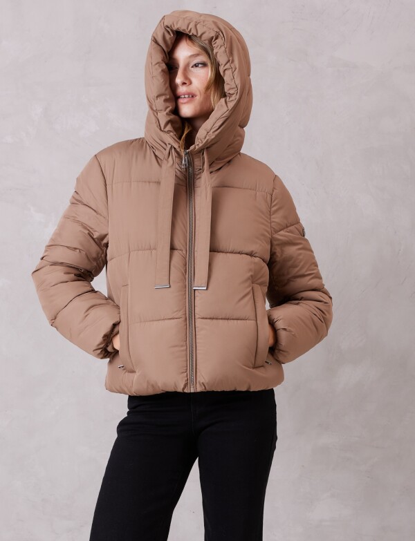 Campera Puffer Capucha TOSTADO