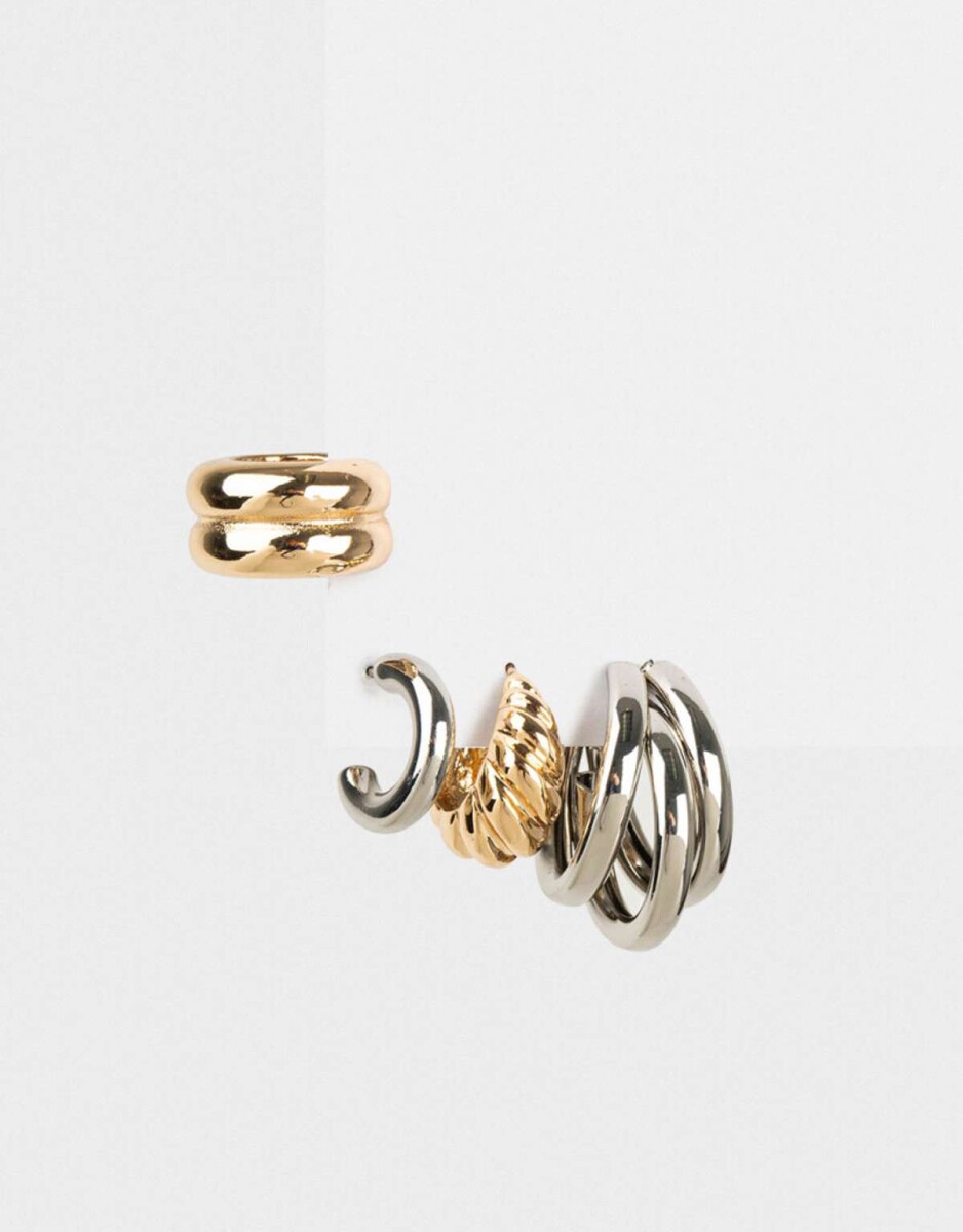 Set De Aros Chunky - Combinacion Bicolor 