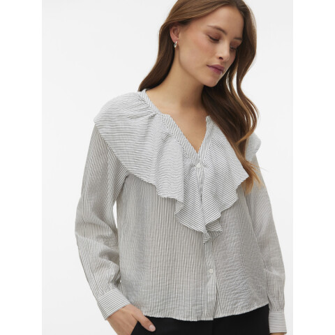 VMKAJA LS V-NECK FRILL SHIRT WVN Snow White-Amanda Black