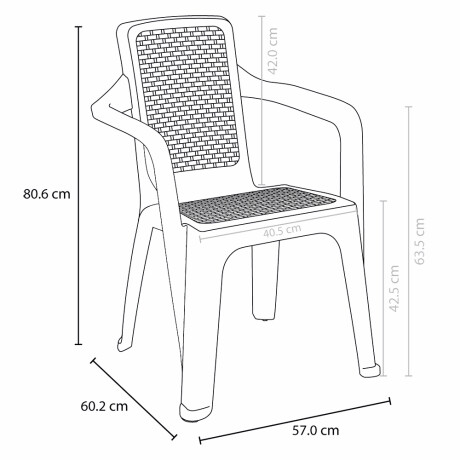 Set de Patio Jardín Rimax Mesa Familiar + 6 Sillas c/ Brazo Marrón