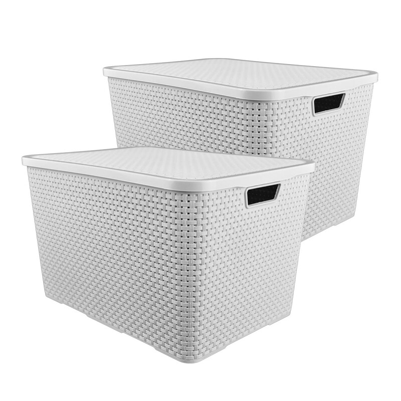 Set x2 Caja ratán 40 lts BLANCO