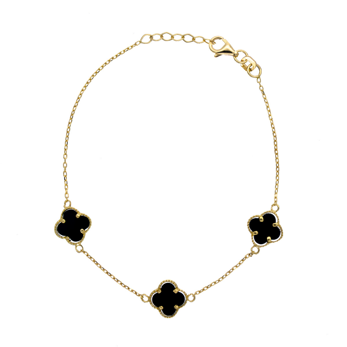 Pulsera FLOR de oro 9 ktes y ONIX 