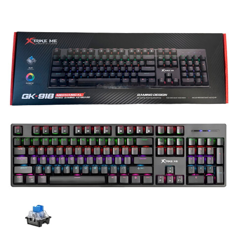 Teclado Mecánico Gamer Rgb Xtrike Me GK-918 Anti-Ghosting Color Negro