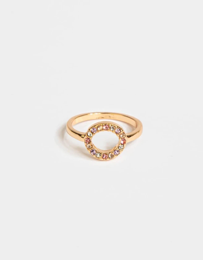 Anillos Chicos Con strass multicolor Anillo Con Strass - Dorado