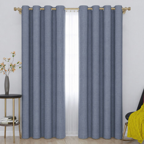 Set x2 Cortina Blackout 140x230 Cm Living Dormitorio Gris Azulado