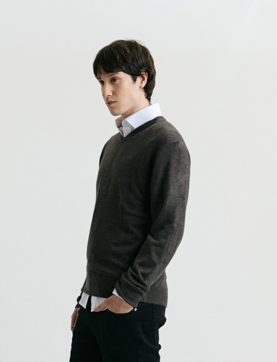 470313 SWEATER V HARRINGTON URBAN Gris Oscuro Melange