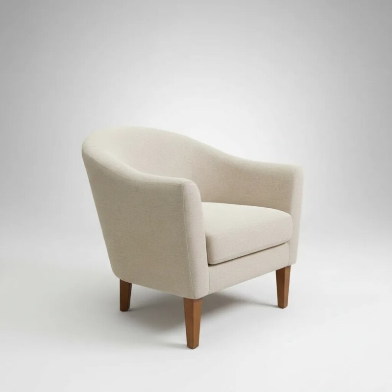 BUTACA MADERA CLARA - TAPIZADO TELA CLARA TRAMADA C/BEIGE BUTACA MADERA CLARA - TAPIZADO TELA CLARA TRAMADA C/BEIGE