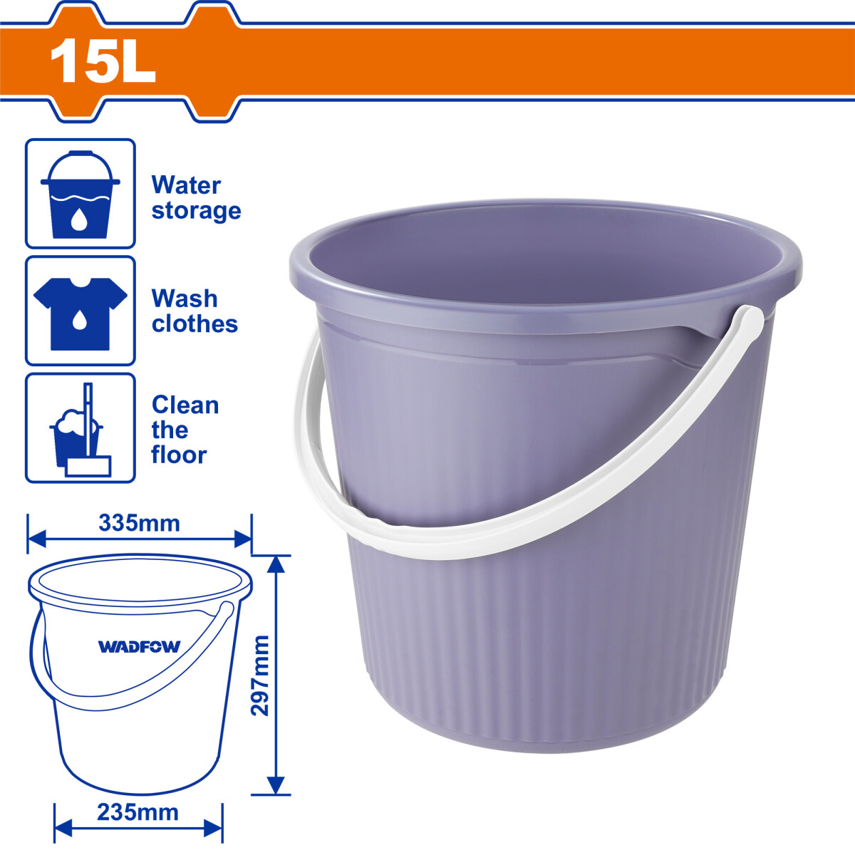 BALDE PLASTICO 15LT WADFOW WBU1315 