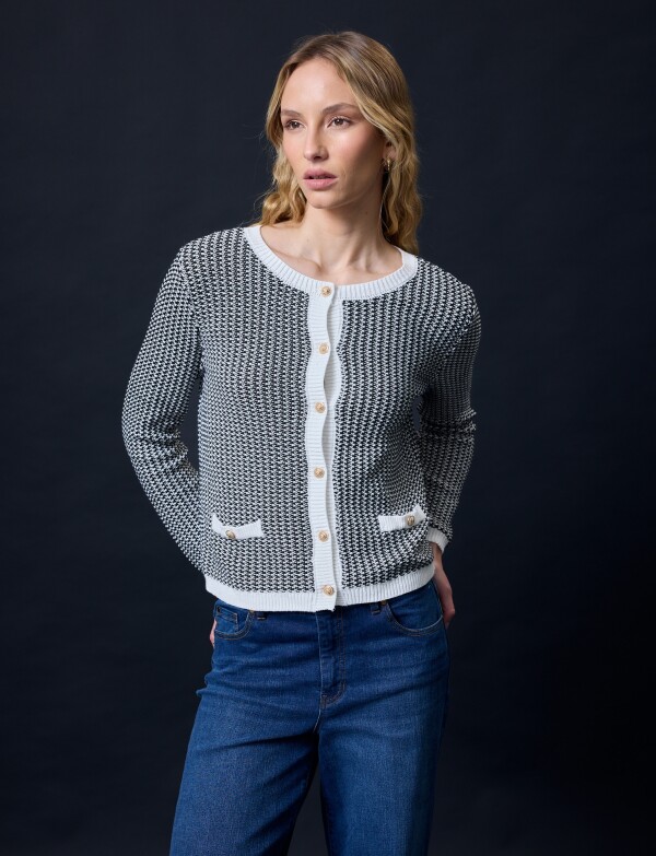 Cardigan Tweed NEGRO/BLANCO